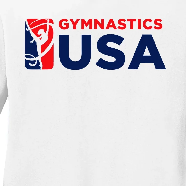 Gymnastics Usa Support The T.E.A.M. U.S.A Flag Ladies Long Sleeve Shirt