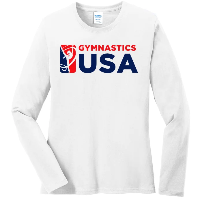 Gymnastics Usa Support The T.E.A.M. U.S.A Flag Ladies Long Sleeve Shirt