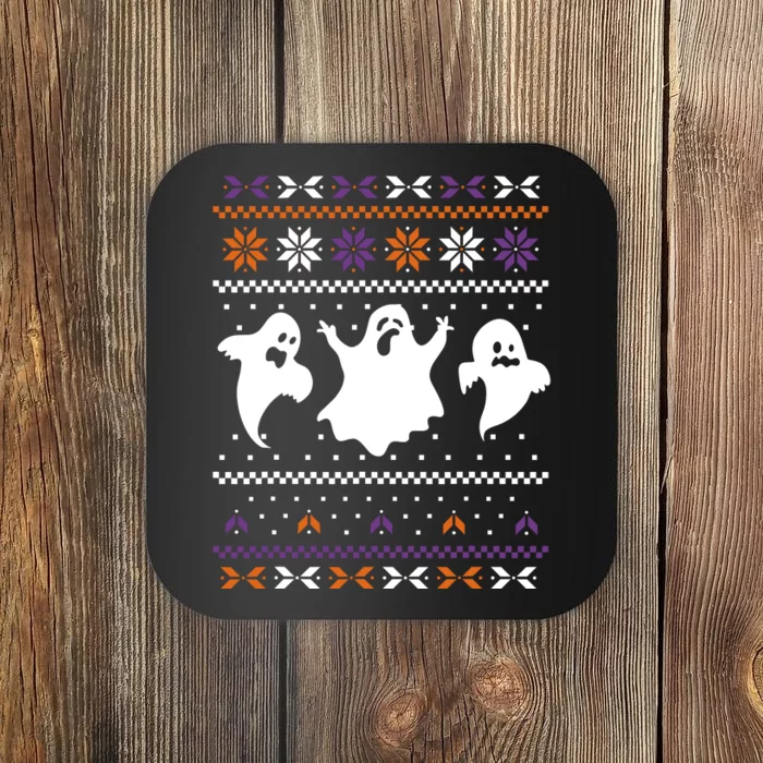 Ghost Ugly Sweater Halloween Christmas Sweater Coaster