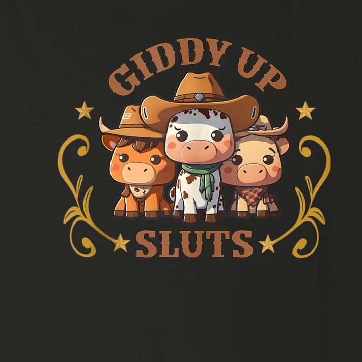 Giddy Up Sluts Funny Western Cowgirl Ranch Rodeo Country Cow Toddler Long Sleeve Shirt