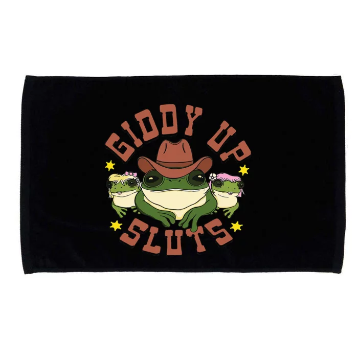 Giddy Up Sluts Funny Western Cowgirl Ranch Rodeo Frog Microfiber Hand Towel