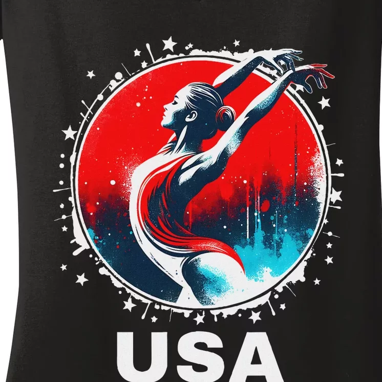 Gymnastics United States Gymnastics Team Apparel Gymnastics Women's V-Neck T-Shirt