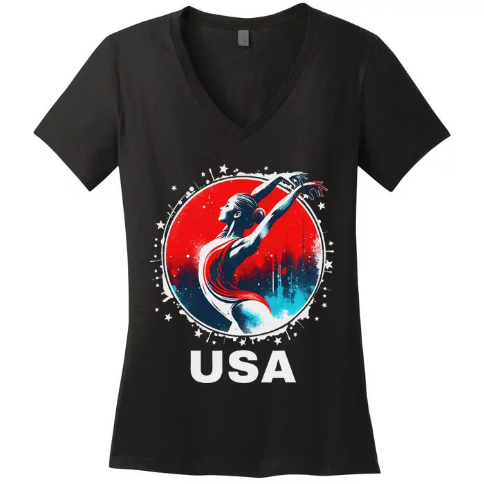 Gymnastics United States Gymnastics Team Apparel Gymnastics Women's V-Neck T-Shirt