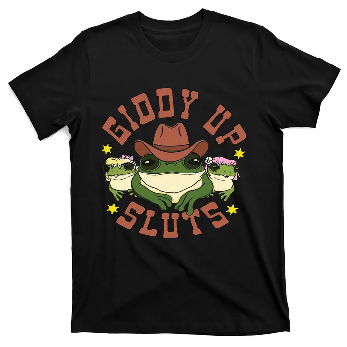 Giddy up sluts cowboy frog shirt, hoodie, sweater, long sleeve and