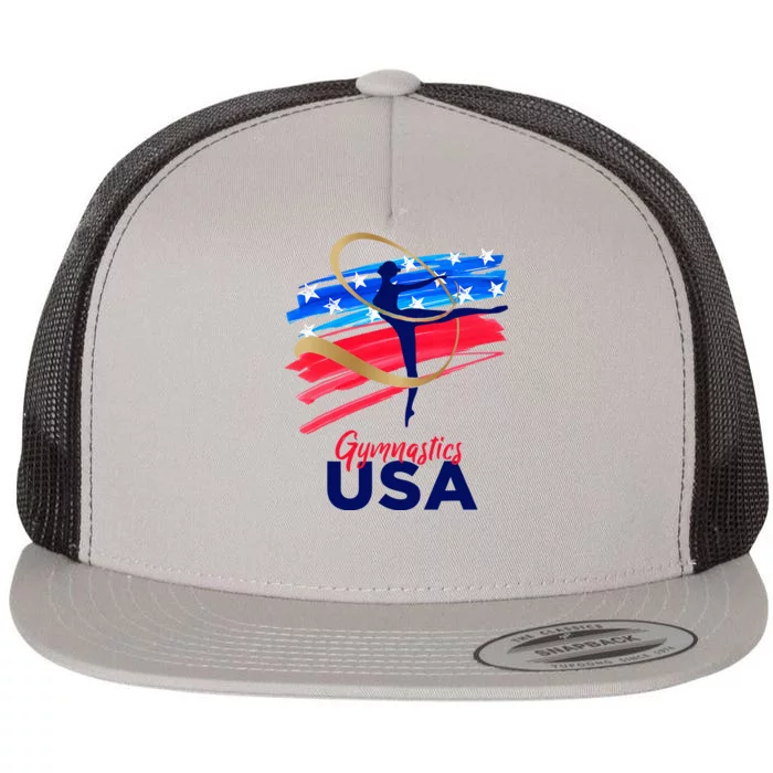 Gymnastics Usa Support The Team Flat Bill Trucker Hat