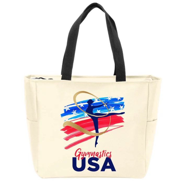 Gymnastics USA Support the Team USA Flag Zip Tote Bag