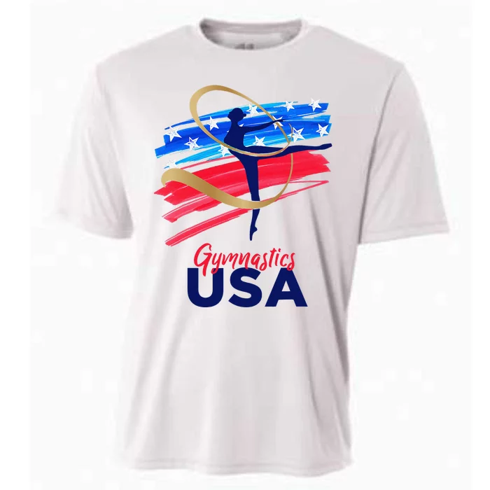 Gymnastics USA Support the Team USA Flag Cooling Performance Crew T-Shirt