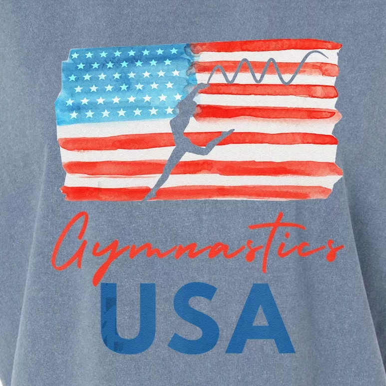 Gymnastics Usa Support The Team Costumes Usa Flag Gymnastics Garment-Dyed Women's Muscle Tee