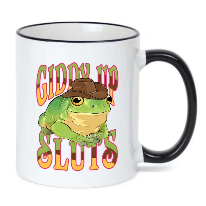 Giddy Up Sluts Funny Western Ranch Cowgirl Rodeo Frog Black Color Changing Mug