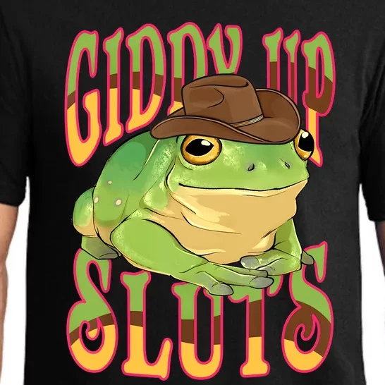 Giddy Up Sluts Funny Western Ranch Cowgirl Rodeo Frog Pajama Set