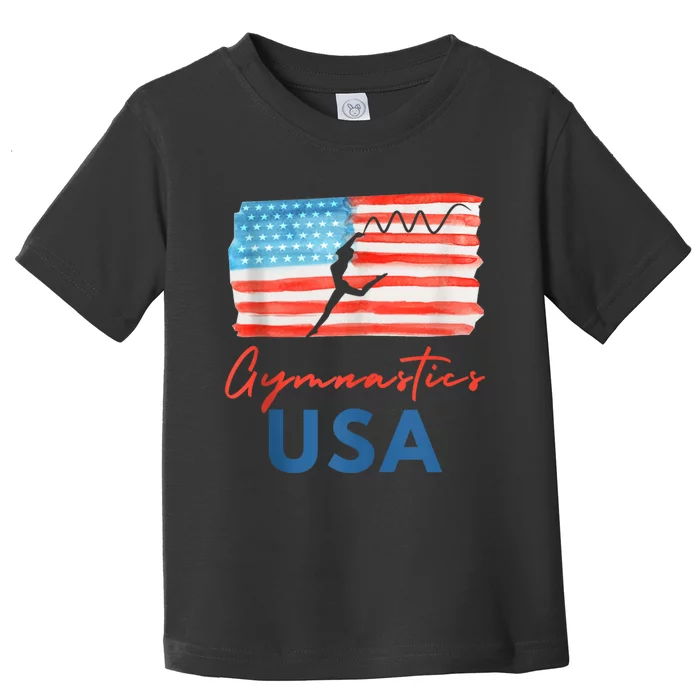 Gymnastics Usa Support The Team Costumes Usa Flag Gymnastics Toddler T-Shirt