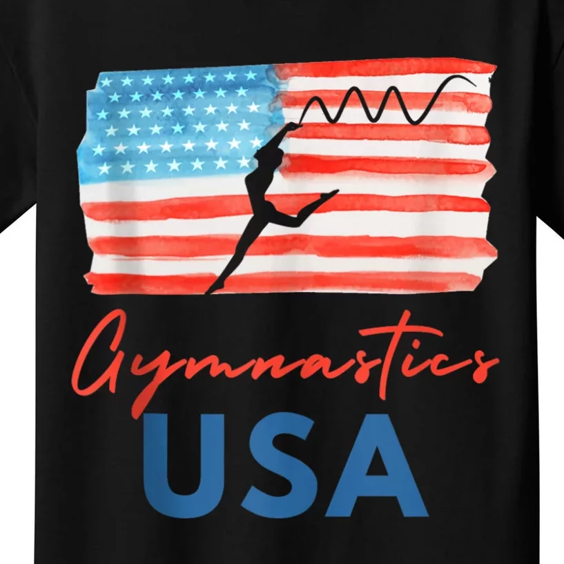 Gymnastics Usa Support The Team Costumes Usa Flag Gymnastics Kids T-Shirt