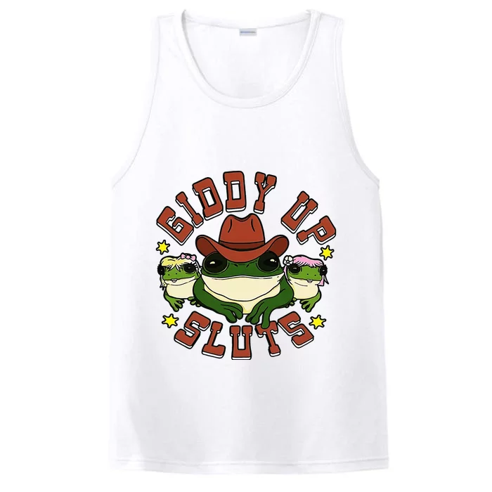 Giddy Up Sluts Frog Funny Performance Tank