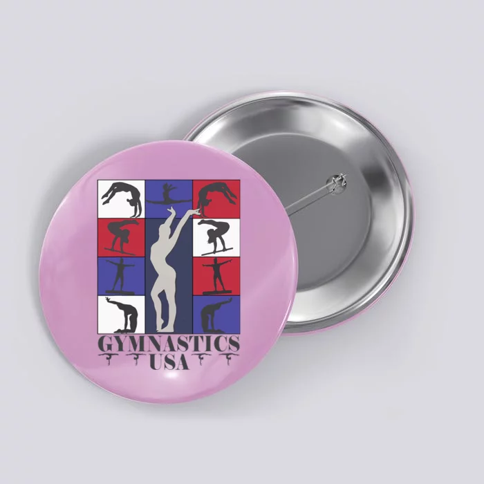 Gymnastics Usa Support The Team Sport American Flag Lover Button