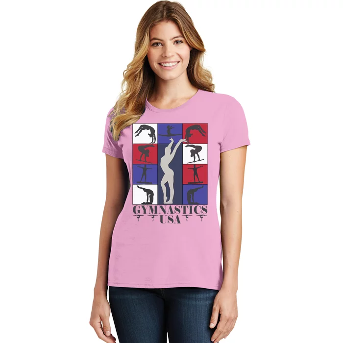 Gymnastics Usa Support The Team Sport American Flag Lover Women's T-Shirt