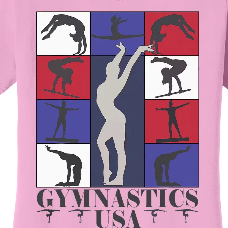 Gymnastics Usa Support The Team Sport American Flag Lover Women's T-Shirt