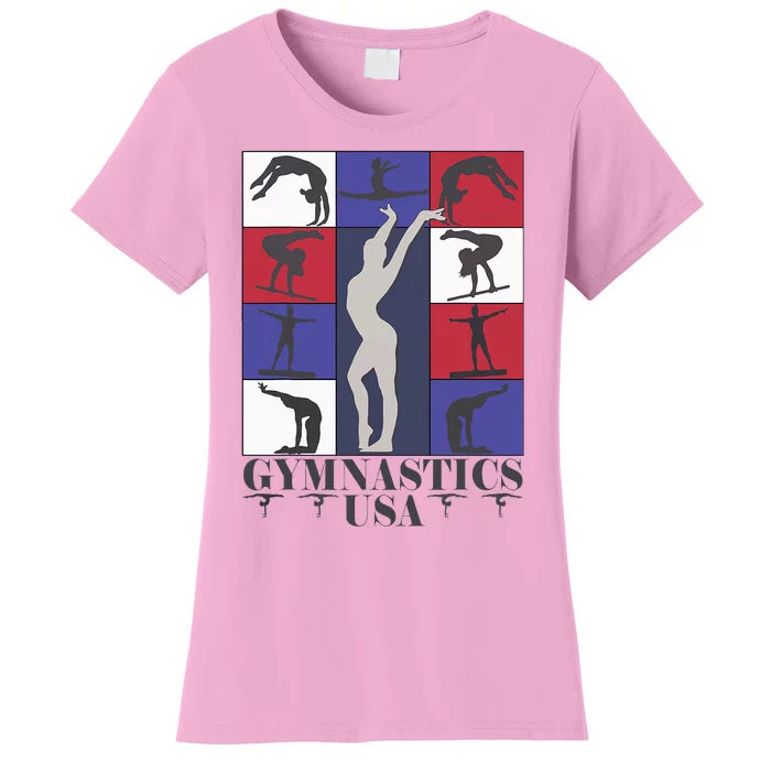 Gymnastics Usa Support The Team Sport American Flag Lover Women's T-Shirt