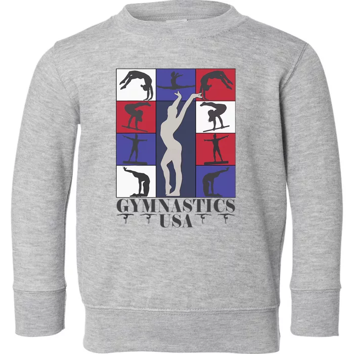 Gymnastics Usa Support The Team Sport American Flag Lover Toddler Sweatshirt