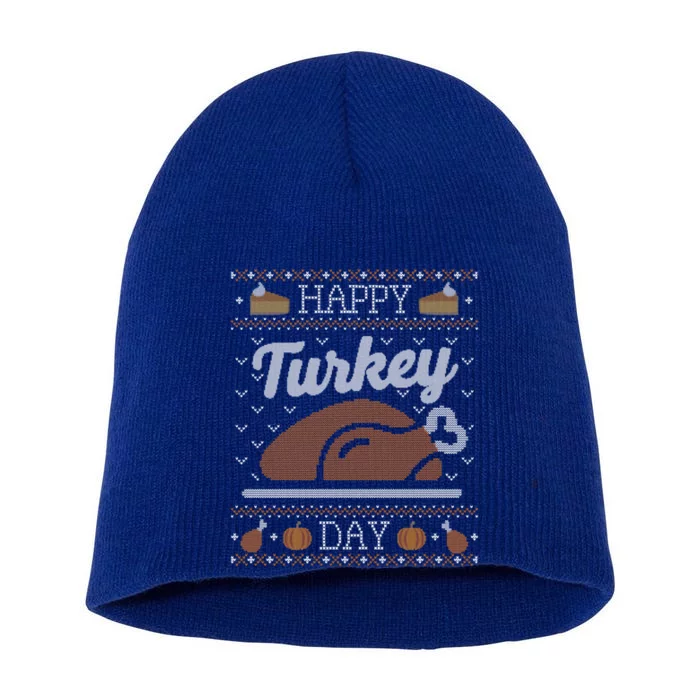 Gift Ugly Thanksgiving Happy Turkey Day Gift Short Acrylic Beanie