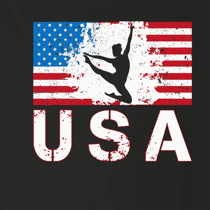 Gymnastics Usa Team American Flag Heart Us Gymnast Toddler Long Sleeve Shirt