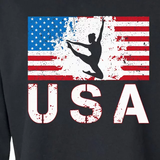 Gymnastics Usa Team American Flag Heart Us Gymnast Cropped Pullover Crew