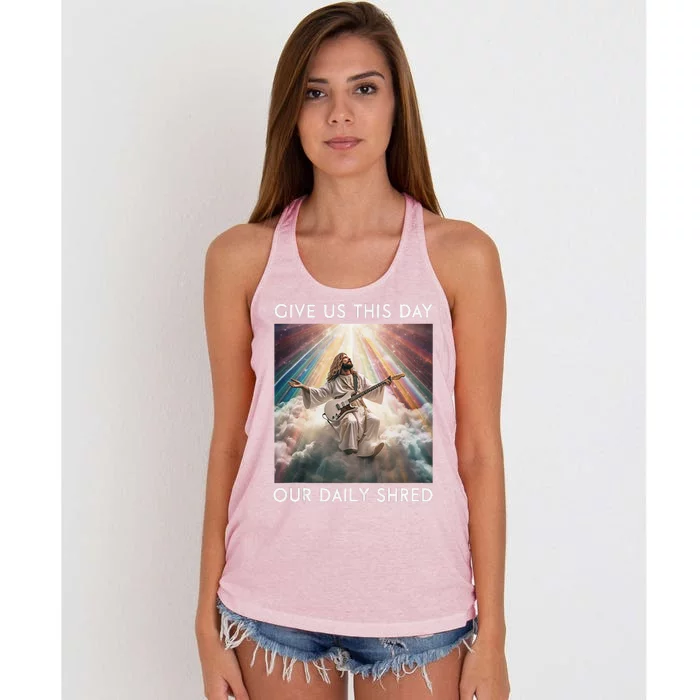 Give Us This Day Our Daily Shred Jesus Christian Women's Knotted Racerback Tank