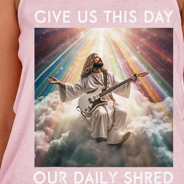 Give Us This Day Our Daily Shred Jesus Christian Women's Knotted Racerback Tank