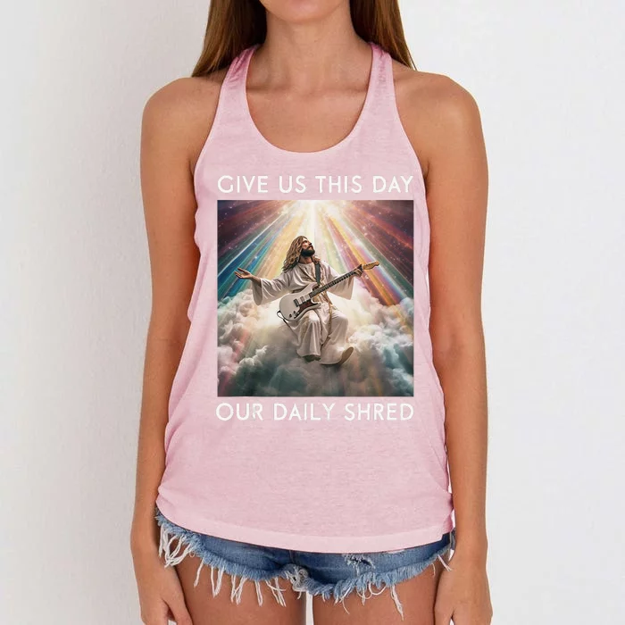 Give Us This Day Our Daily Shred Jesus Christian Women's Knotted Racerback Tank