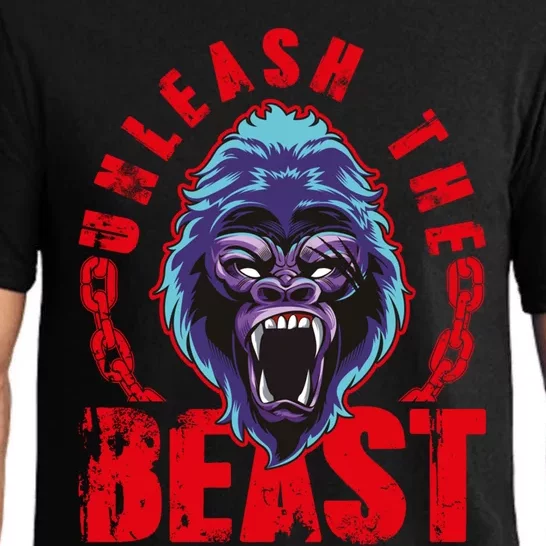 Gorilla Unleash The Beast Gym Mode Fitness Motivation Quote Gift Pajama Set