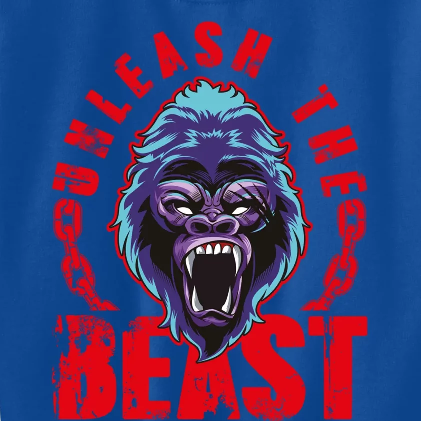 Gorilla Unleash The Beast Gym Mode Fitness Motivation Quote Gift Kids Sweatshirt