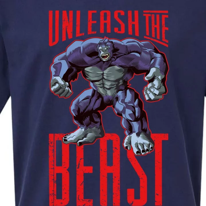 Gorilla Unleash The Beast Motivation Gym Mode Fitness Gift Sueded Cloud Jersey T-Shirt