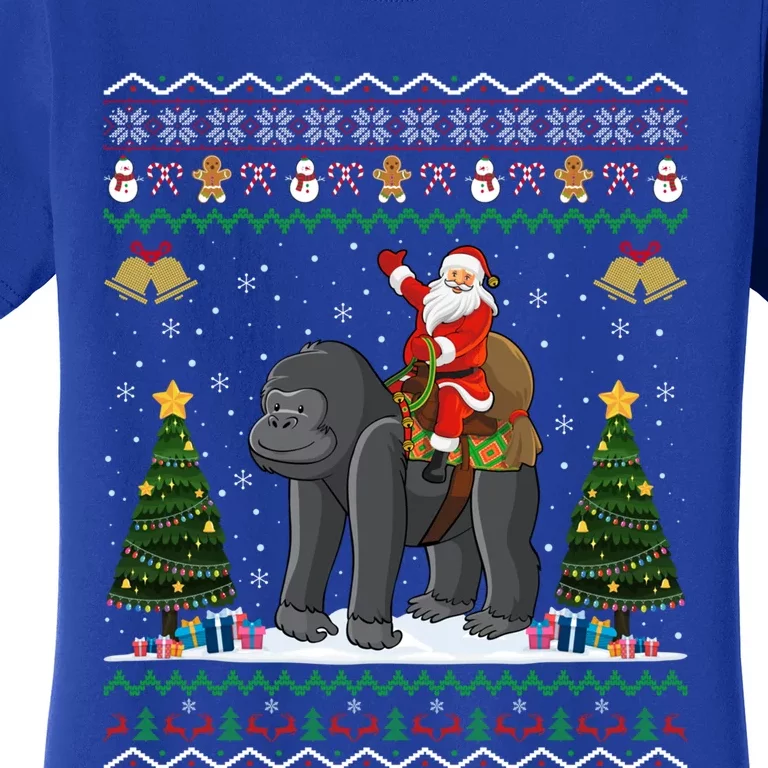 Gorilla Ugly Xmas Gift Santa Riding Gorilla Christmas Gift Women's T-Shirt