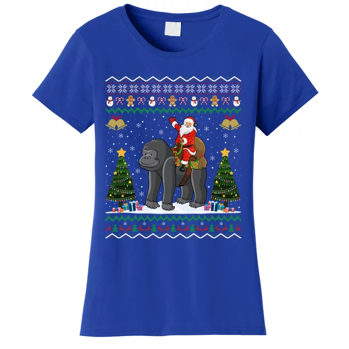 Gorilla Ugly Xmas Gift Santa Riding Gorilla Christmas Gift Women's T-Shirt