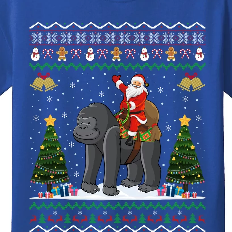 Gorilla Ugly Xmas Gift Santa Riding Gorilla Christmas Gift Kids T-Shirt