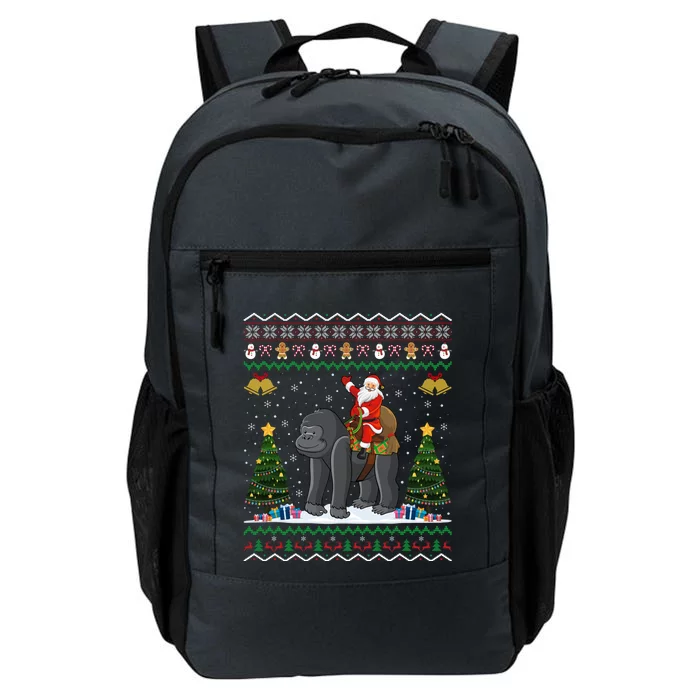 Gorilla Ugly Xmas Gift Santa Riding Gorilla Christmas Gift Daily Commute Backpack