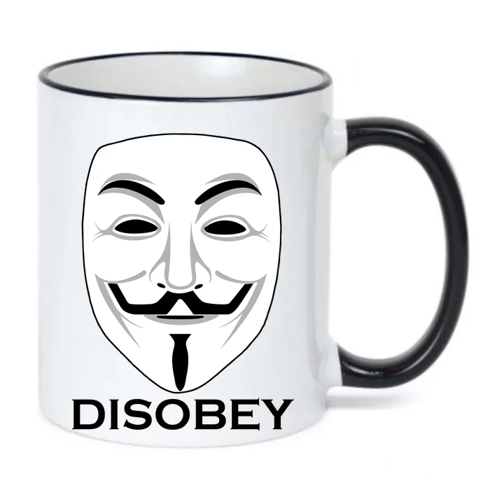 Guy Fawkes Mask Disobey Black Color Changing Mug