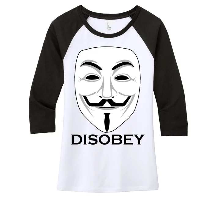 Guy Fawkes Mask Disobey Women's Tri-Blend 3/4-Sleeve Raglan Shirt