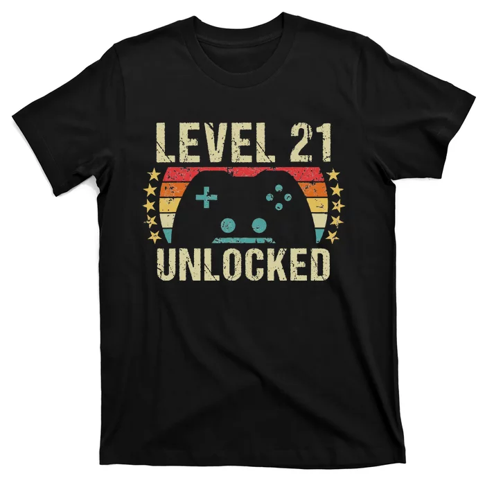 Gaming Vintage 21st Birthday Gift 21 Year Old Boy Girl Gamer T-Shirt