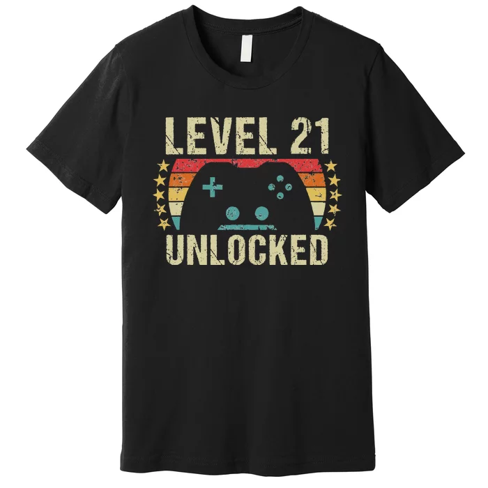 Gaming Vintage 21st Birthday Gift 21 Year Old Boy Girl Gamer Premium T-Shirt