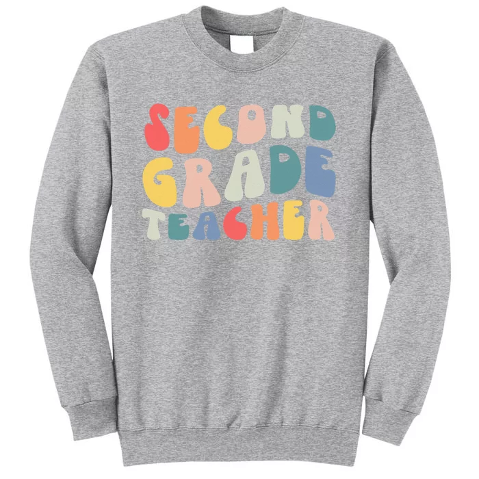 Groovy Vintage 2nd Second Grade Teacher Back To School Gifts Tall Sweatshirt