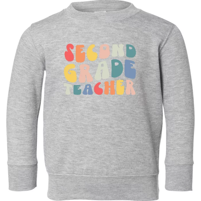 Groovy Vintage 2nd Second Grade Teacher Back To School Gifts Toddler Sweatshirt