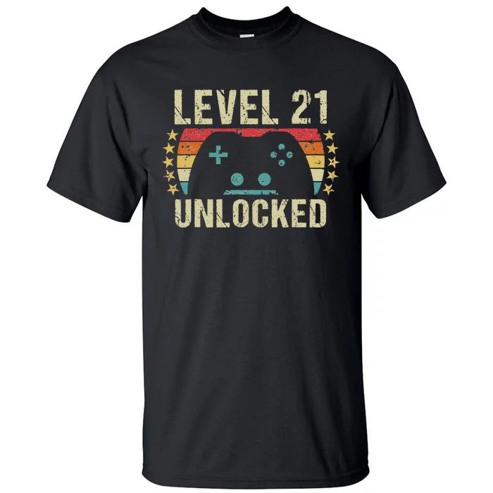 Gaming Vintage 21st Birthday Gift 21 Year Old Gamer Tall T-Shirt