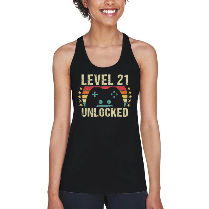 Gaming Vintage 21st Birthday Gift 21 Year Old Gamer Women's Racerback Tank