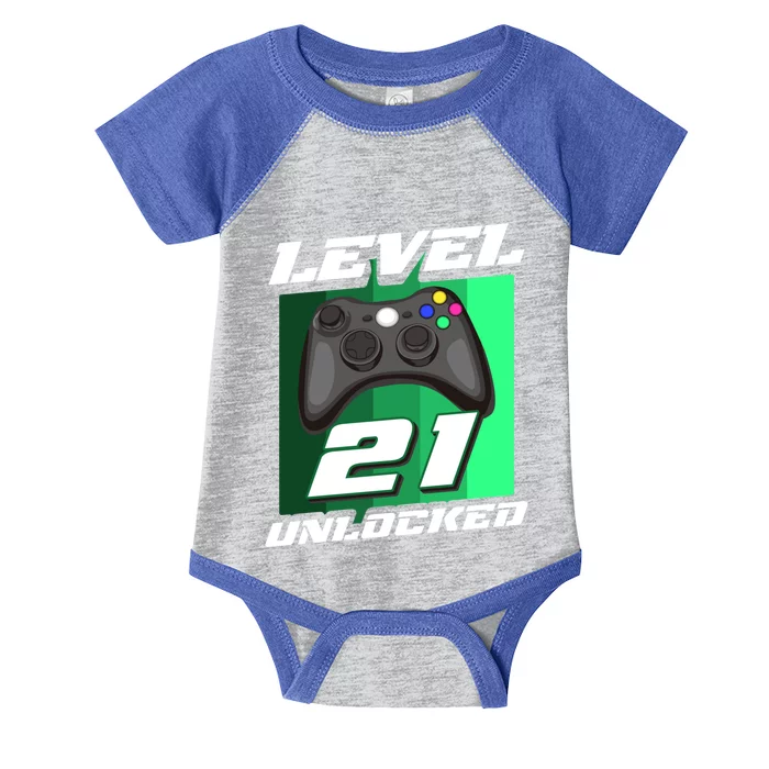 Gaming Vintage 21st Birthday Gift 21 Year Old Gamer Cool Gift Infant Baby Jersey Bodysuit