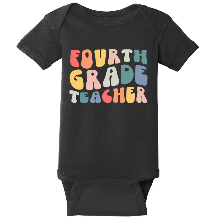 Groovy Vintage 4th Fourth Grade Teacher Back To School Baby Bodysuit