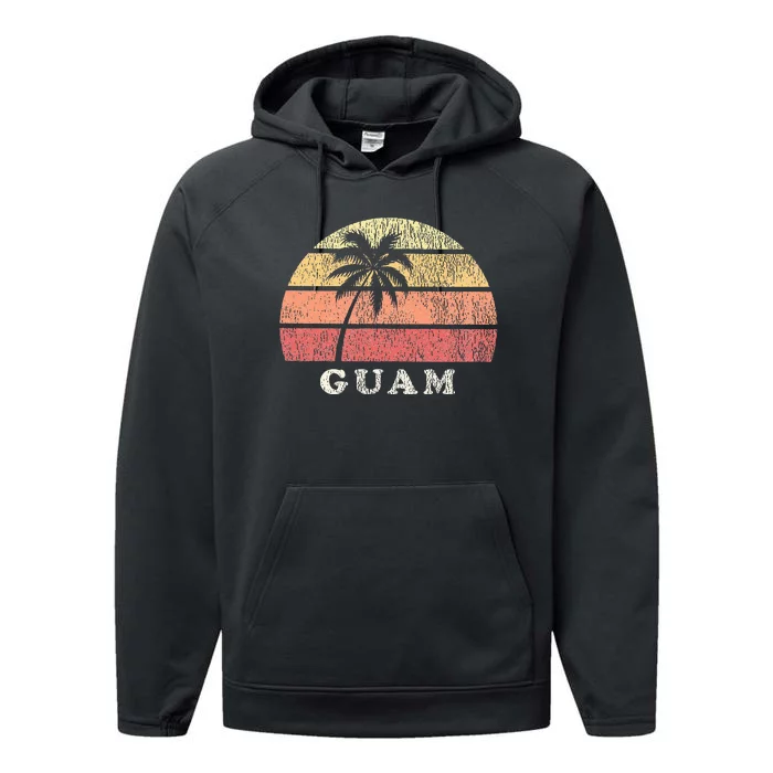 Guam Vintage 70s Retro Throwback Design Performance Fleece Hoodie