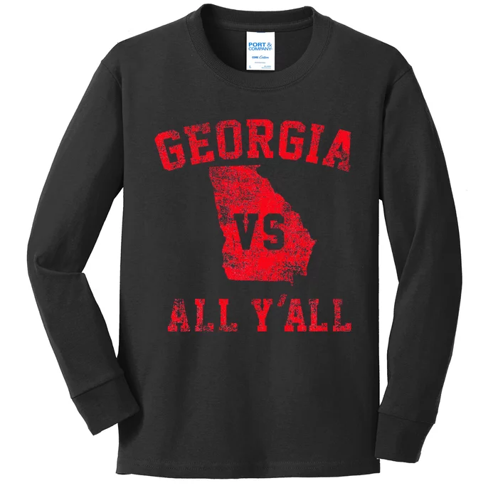 Georgia Vs All Yall For YAll Funny Georgia Kids Long Sleeve Shirt