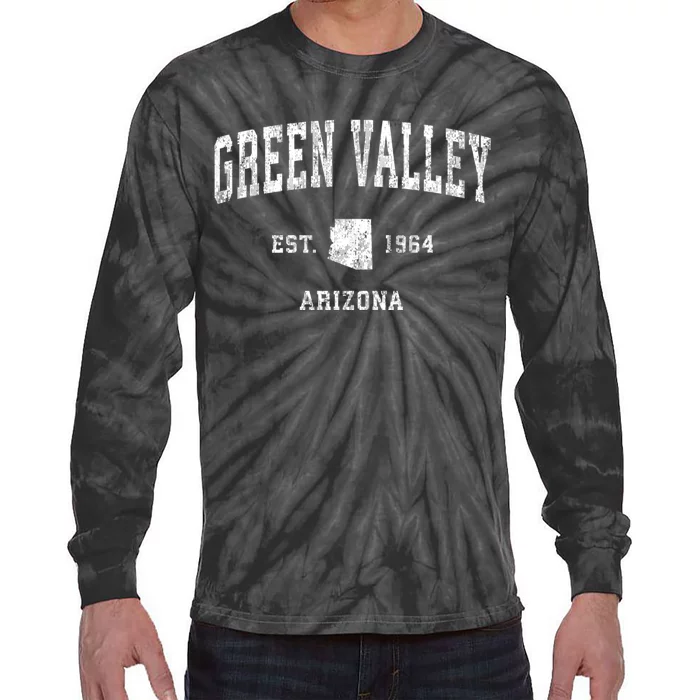 Green Valley Arizona Az Vintage Athletic Sports Tie-Dye Long Sleeve Shirt