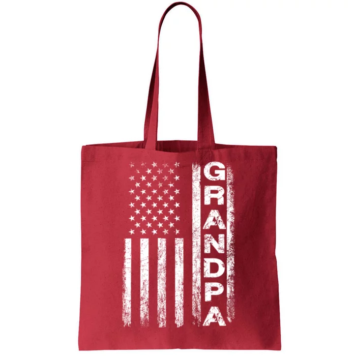 Grandpa Vintage American Flag FatherS Day 4th Of July Papa Tote Bag