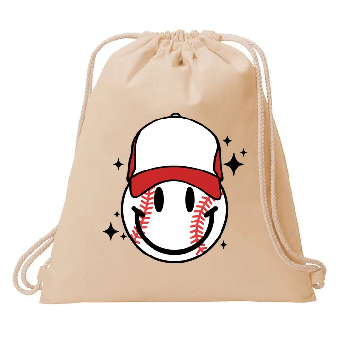 groovy Vibes baseball Smile Face Meme hat Drawstring Bag